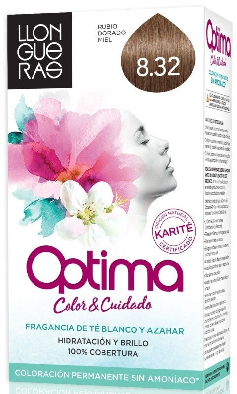 Llongueras Optima Tinte de Pelo Color Rubio Dorado Miel 8.32