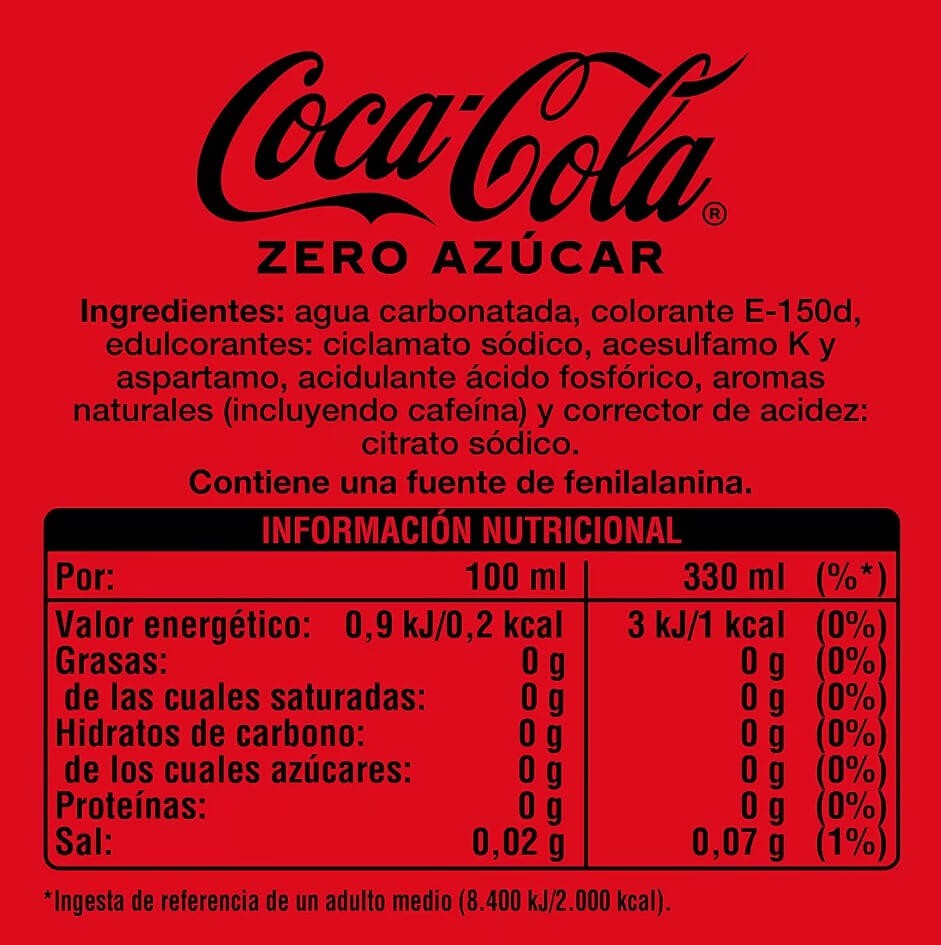 Coca Cola Zero Azúcar Pack 24 x 330 ml