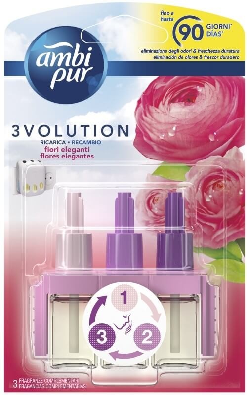 Ambi Pur 3Volution Recambio Flores Elegantes – Frescura Floral Hasta 90 Días