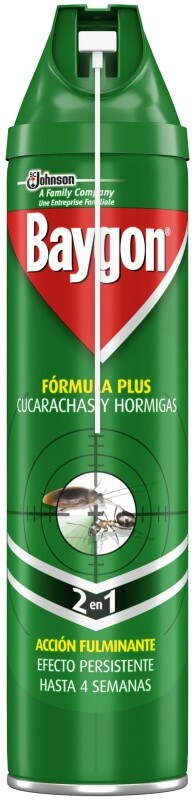 Baygon Spray Fórmula Plus Cucarachas y Hormigas 400 ml - Protección Total con Acción Fulminante