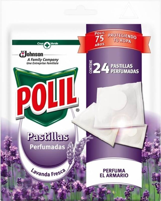 Polil Pastillas Perfumadas Antipolillas Lavanda Fresca 24 Unidades - Protege y Perfuma tu Ropa