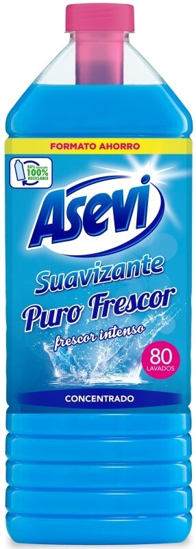 Asevi Suavizante Concentrado Puro Frescor 80 Dosis – Ropa Suave y con Aroma Duradero a Frescor Intenso