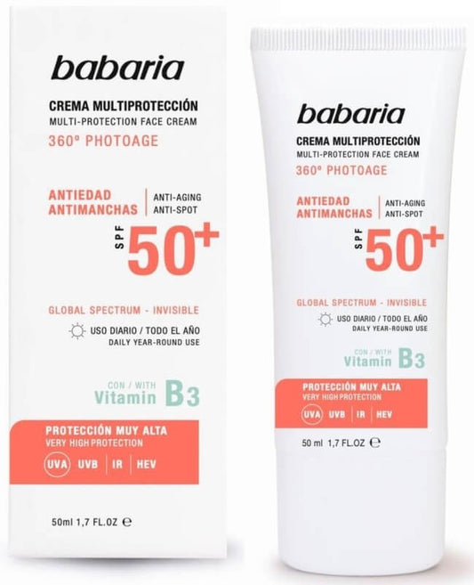 Babaria Crema Multiprotección Facial Antiedad Antimanchas 360º Photoage SPF 50 + 50 ml