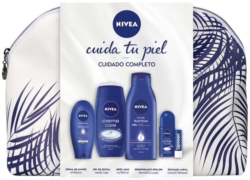 Nivea Neceser Cuidado Completo Body Milk + Crema De Manos + Desodorante Roll-On + Gel De Ducha + Liposan Original