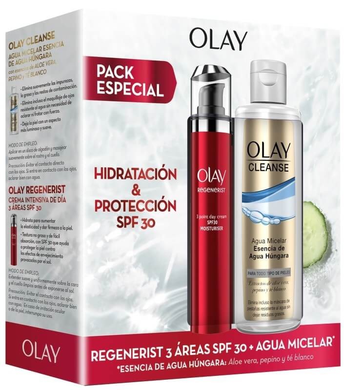 Olay Estuche Regenerist 3 Áreas SPF30 Tubo 50 Ml + Agua Micelar