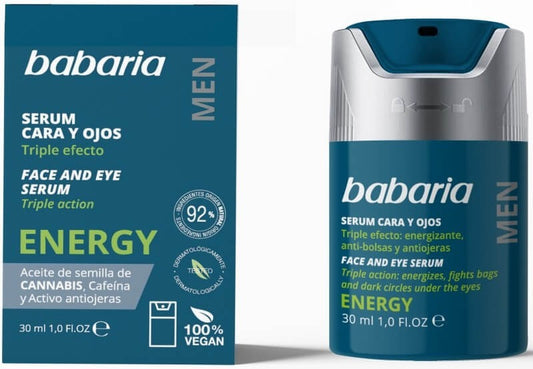 Babaria MEN Sérum Cara y Ojos Triple Efecto ENERGY 30 ml – Vitalidad y Cuidado Intenso en Cada Aplicación