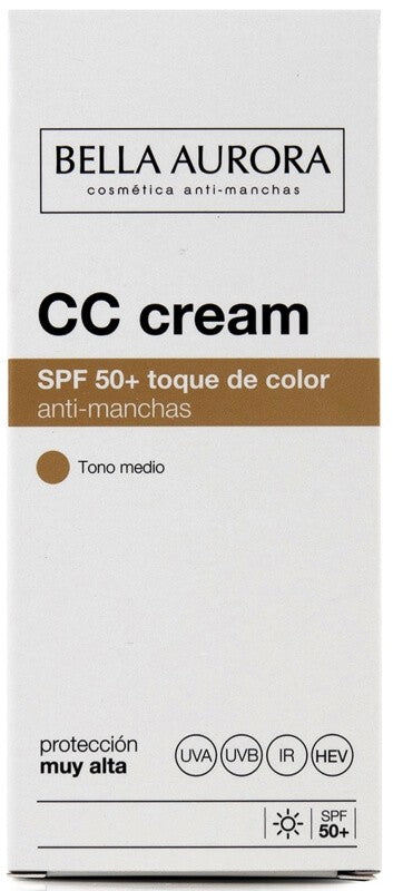 Bella Aurora Crema Solar Facial CC Cream FPS-50 + Color Medio 30 ml