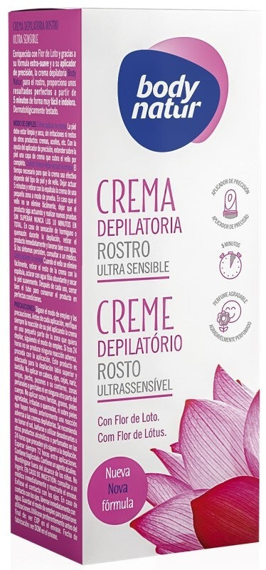 Bodynatur Crema Depilatoria Facial Ultra Sensible Almendras Dulces 20 ml