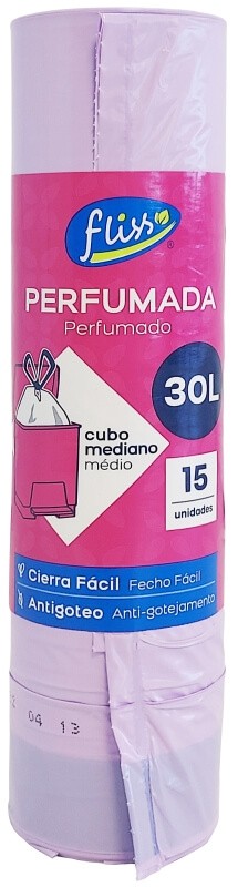 Fliss Bolsa Basura Autocierre Perfumada Lila 55x58 30 Litros - 15 Unidades