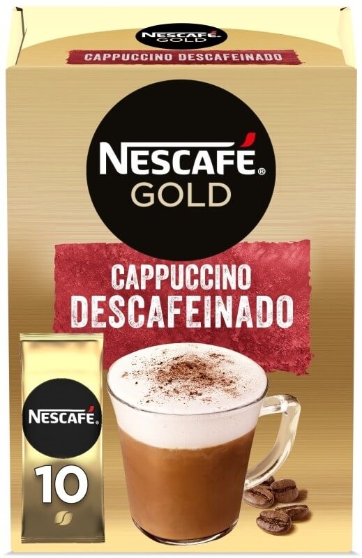 Nescafé Gold Cappuccino Descafeinado Café Soluble 10 Sobres – Sabor Cremoso sin Cafeína para Disfrutar a Cualquier Hora
