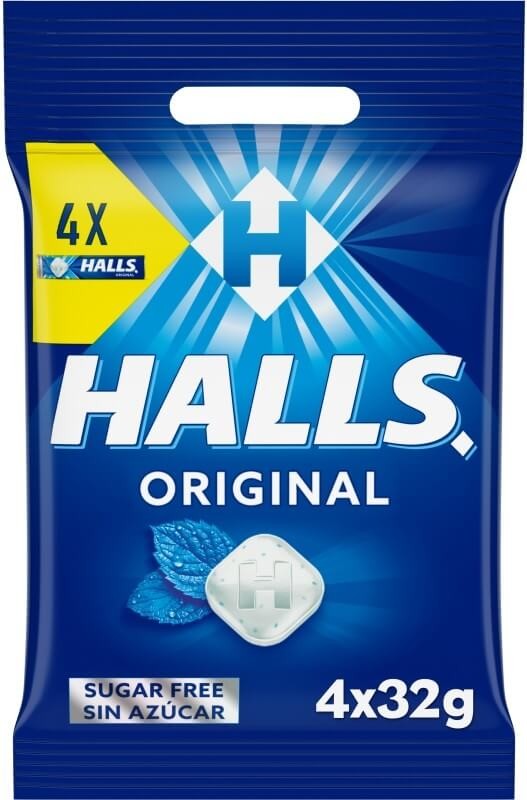 Halls Caramelo Sin Azúcar Original 4 Unidades X 32 gr