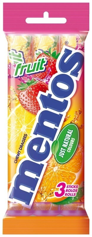Mentos Caramelos Fruit 3 Unidades X 38 gr