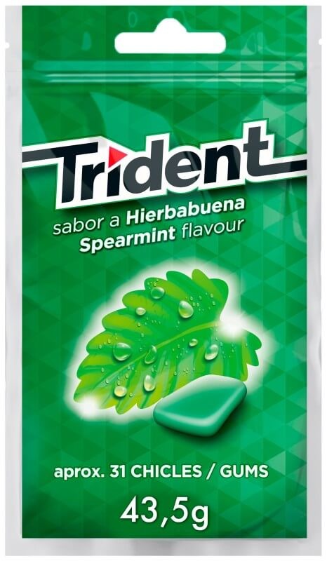 Trident Chicle Sin Azúcar Hierbabuena 43,5 gr - 31 Unidades Aproximadamente