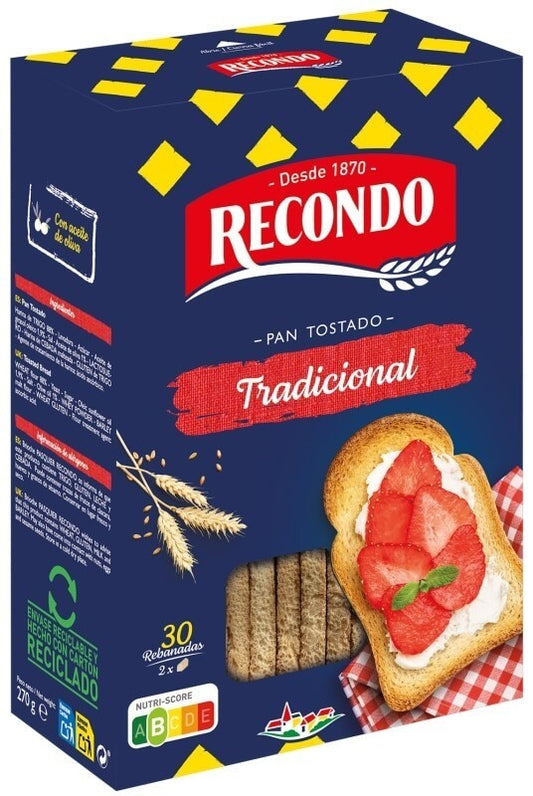 Recondo Pan Tostado Tradicional 30 Rebanadas