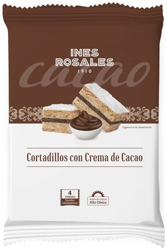 Inés Rosales Cortadillos con Crema de Cacao 4U 144G – Dulzura Tradicional con un Toque Irresistible