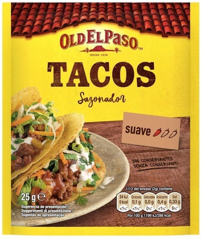 Old El Paso Sazonador para Tacos 25 g - Auténtico Sabor Mexicano en tus Tacos
