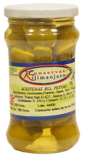 Kilimanjaro Aceitunas Rellenas De Pepino 1 Frasco Peso Neto 500 gr Peso Escurrido 160 gr