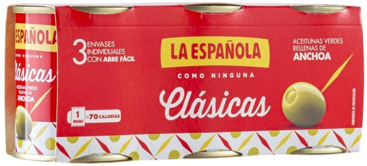 La Española Aceitunas Rellenas De Anchoa 3 Latas Peso Neto 3 X 120 gr Peso Escurrido 3 X 50 gr