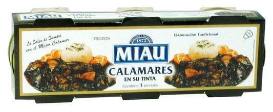 Miau Calamares en su Tinta 3x80g - Sabor Tradicional y Auténtico