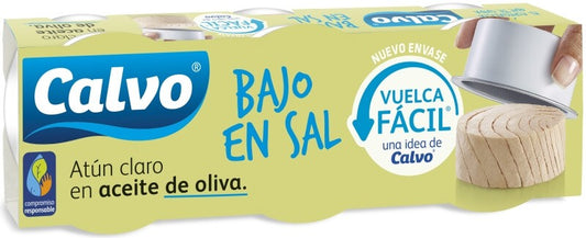 Calvo Atún Claro en Aceite de Oliva Bajo en Sal 3/RO65 - Sabor y Salud en Cada Lata