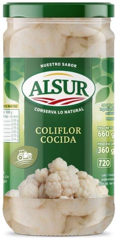 Alsur Coliflor Cocida Frasco 660 gr