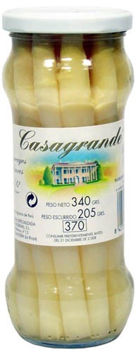 Casagrande Espárrago Blanco 912 Unidades Peso Neto 340 gr Peso Escurrido 205 gr