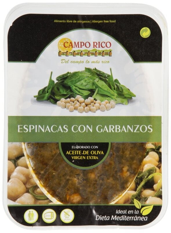 Campo Rico Espinacas Con Garbanzos 360G – Tradición y Sabor Listos para Disfrutar