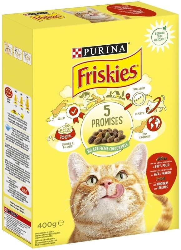 Friskies Alimento Seco Gato Adulto Con Buey Pollo Y Verduras 400 gr