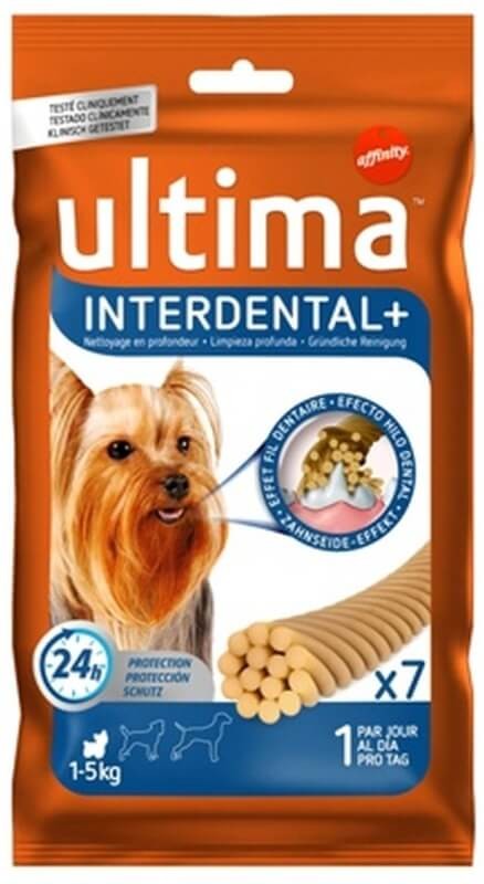 Ultima Interdental+ Snack Dental para Perros Pequeños 70G – Cuidado Bucal Diario con Efecto Hilo Dental