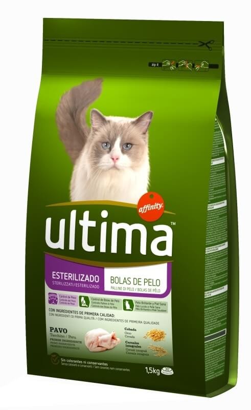 Ultima Alimento Seco Gato Esterilizado Bola De Pelo 1,5 kg