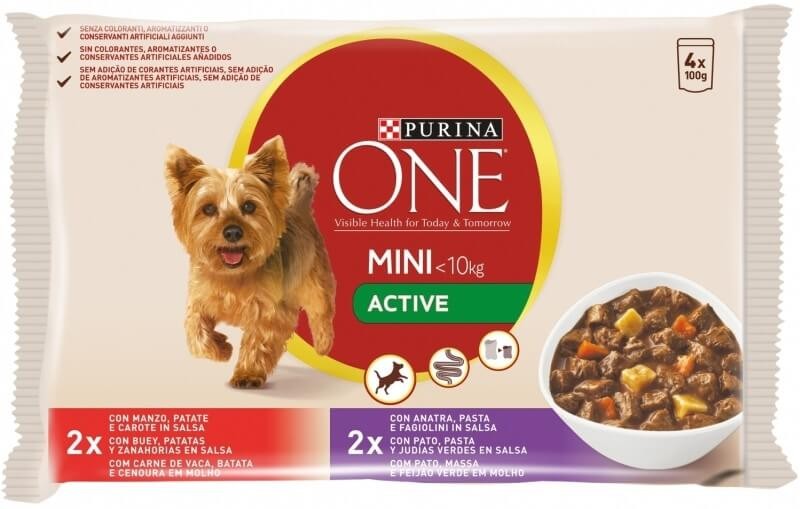 One Alimento Húmedo Perro Mini Con Buey Y Pato 4X85G