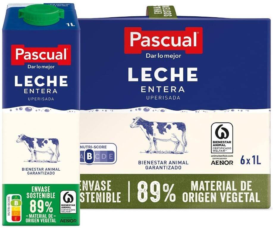 Pascual Leche Entera Clásica Pack 6 x 1L - Calidad y Sabor para tu Hogar y Negocio
