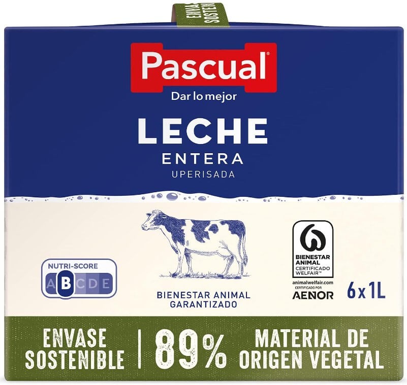 Pascual Leche Entera Clásica Pack 6 x 1L - Calidad y Sabor para tu Hogar y Negocio