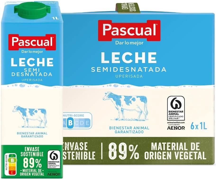 Pascual Leche Semidesnatada Pack 6 x 1L