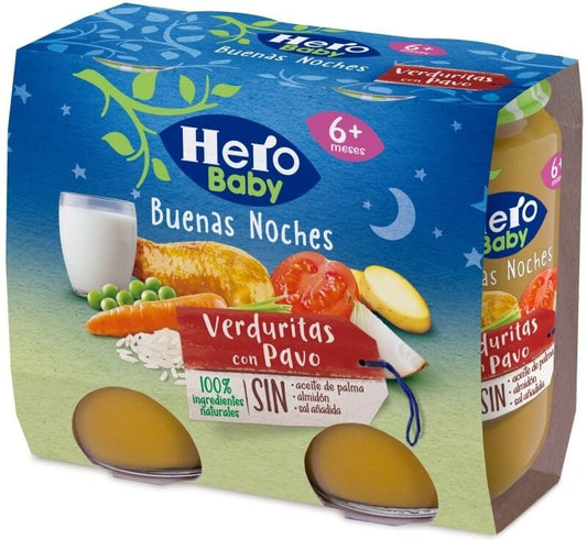 Hero Baby Tarrito Buenas Noches De Pavo Con Verduras 2 X 200 gr