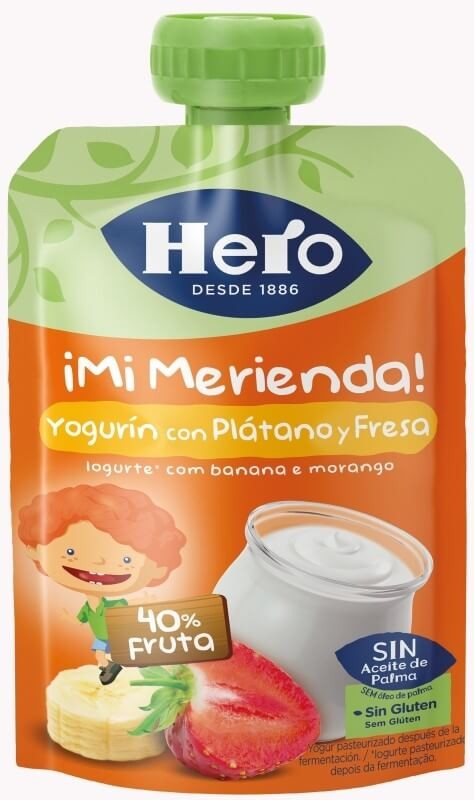 Hero Baby Bolsita De Frutas Nanos Yogur Plátano Y Fresa 100 gr