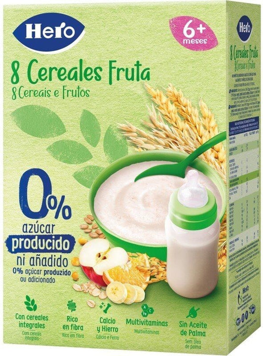 Hero 8 Cereales Fruta 340g – Papilla Nutritiva con el Sabor Natural de las Frutas