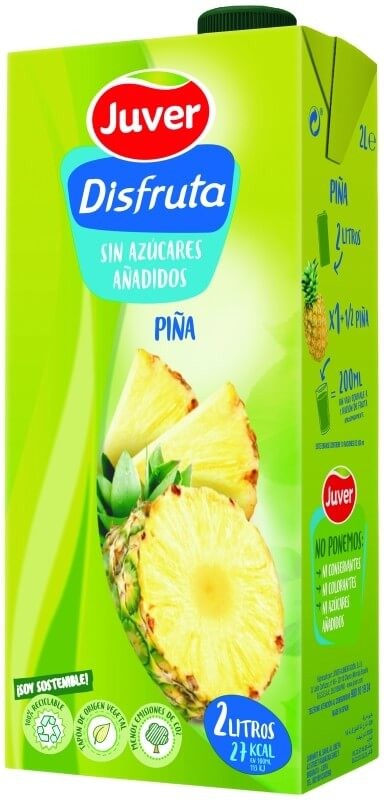 Juver Disfruta Zumo de Piña Pack de 6 x 2L – Sabor Natural y Sin Azúcares Añadidos