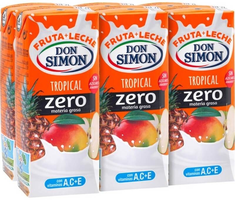 Don Simón Zumo Fruta + Leche Zero Sabor Tropical Pack de 30 X 200 ml