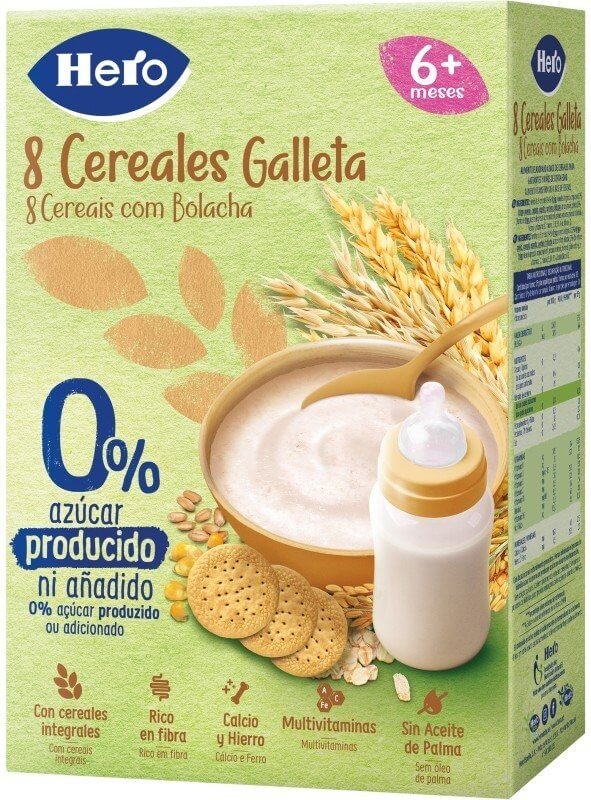 Hero 8 Cereales Galleta 340g – Papilla Nutritiva y Deliciosa para Bebés de 6+ Meses