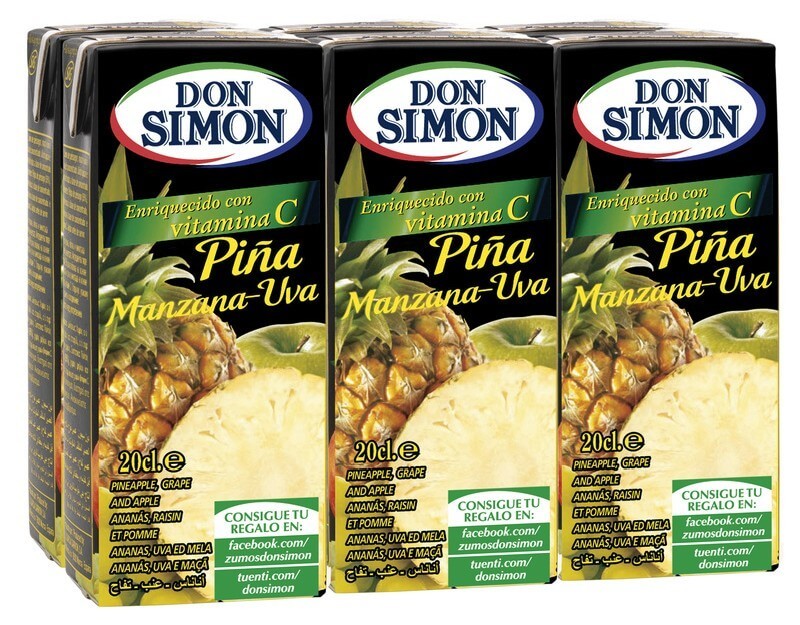 Don Simón Zumo De Piña Y Uva Brik Pack de 30 x 200 ml