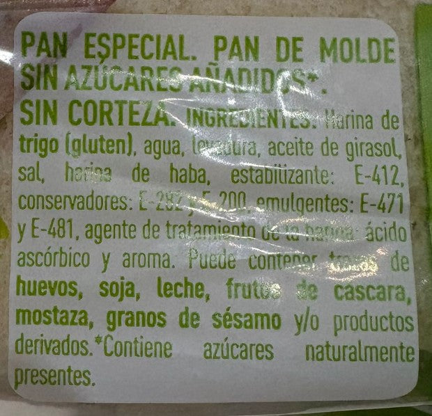 Ayala Pan de Molde Sin Corteza 450 g