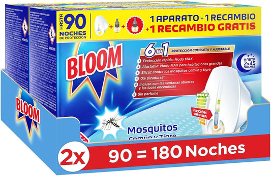 Bloom Insecticida Eléctrico Líquido Pack 2 Aparatos + 4 Recambios