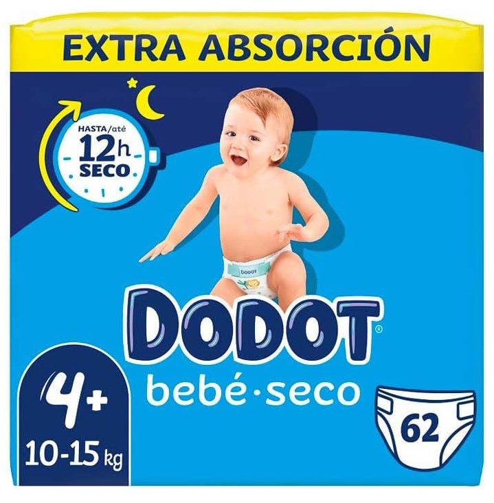 Dodot Pañales Bebé Seco Talla 4+ 11-15 kg Mega Pack Extra 124U