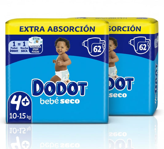 Dodot Pañales Bebé Seco Talla 4+ 11-15 kg Mega Pack Extra 124U
