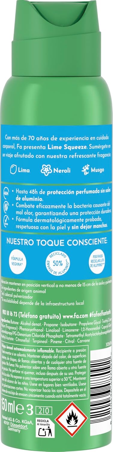 Fa Fresh Lime Squeeze Desodorante en Spray 150 ml
