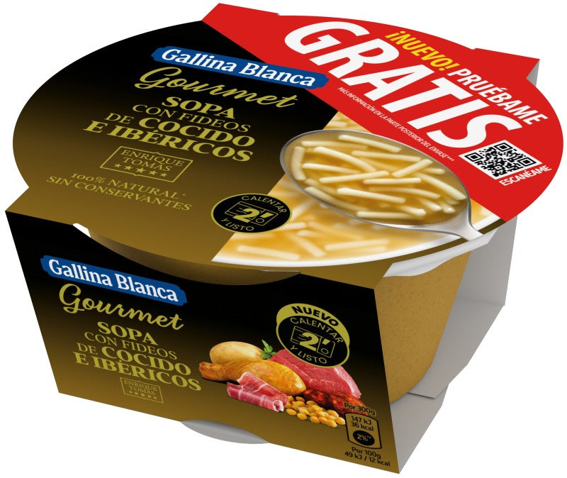 Gallina Blanca Gourmet Sopa con Fideos de Cocido e Ibéricos 300g