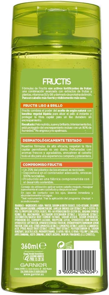 Garnier Fructis Hidra Liso Champú Fortificante 360 ml