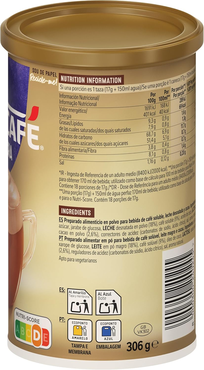 Nescafé Mocha Café Soluble Mezcla en Polvo 306G