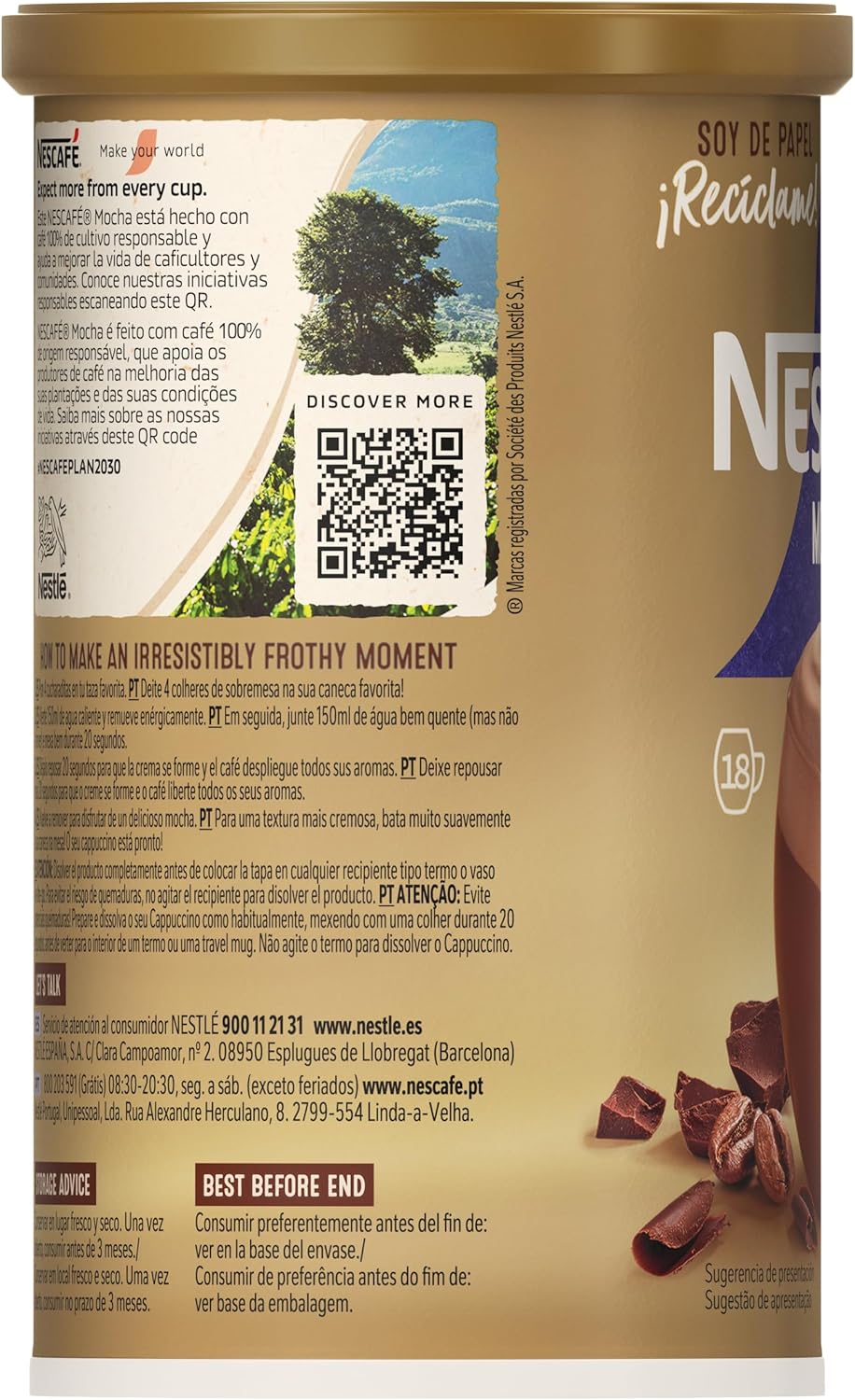 Nescafé Mocha Café Soluble Mezcla en Polvo 306G